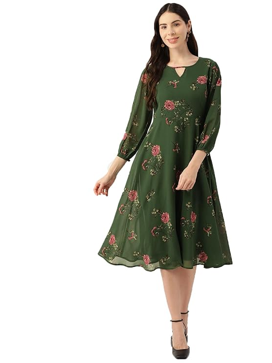 Georgette Casual Floral Printed Dress in Germany