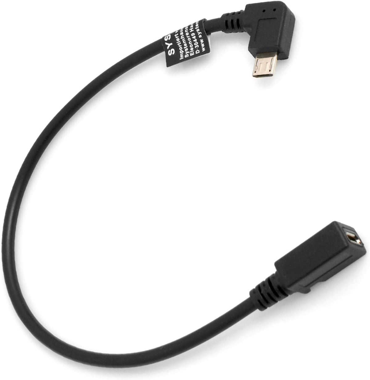 Micro USB 90° links Winkel zu Micro USB Buchse 27 cm Kabel | System-S