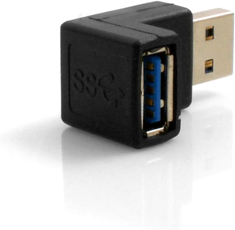 USB Typ A 3.0 Eingang (female) auf USB Typ A 3.0 Stecker (male) 90° Abwärtswinkel Links Gewinkelt Adapterkabel Adapterstecker Adapter Converter | System-S