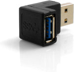 USB Typ A 3.0 Eingang (female) auf USB Typ A 3.0 Stecker (male) 90° Abwärtswinkel Links Gewinkelt Adapterkabel Adapterstecker Adapter Converter | System-S