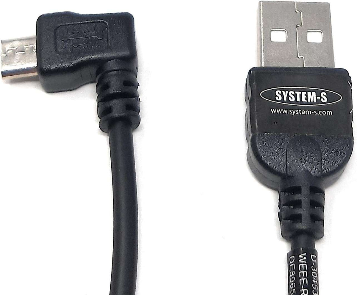 Micro USB 2.0 Datenkabel Ladekabel 140 cm 90 grad gewinkelt links Winkelstecker | System-S