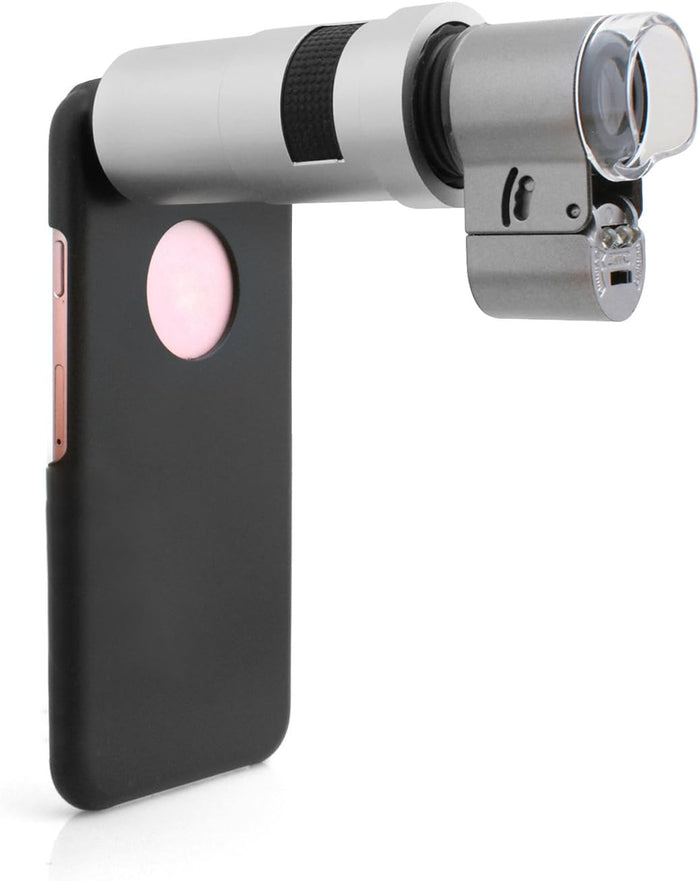 Fotografie Clip-on 200x Mikroskop Linse Objektiv mit LED- und UV-Licht für iPhone 6 6s und Smartphone Tablet PC | System-S
