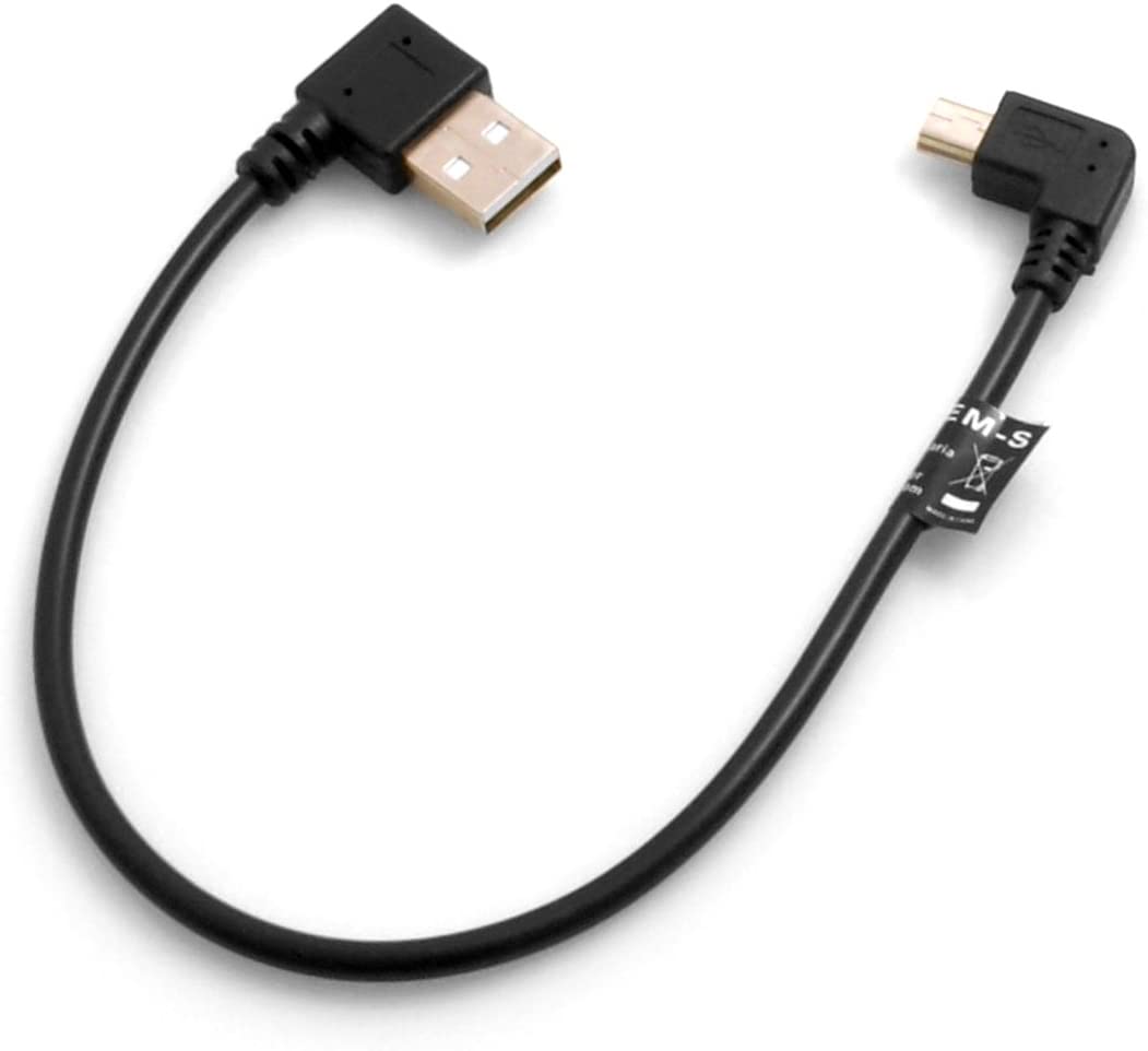 Mini USB 90° Kabel Links gewinkelt Winkelstecker auf USB Typ A (Male) 90° rechts gewinkelt Kabel Datenkabel Ladekabel 20cm | System-S