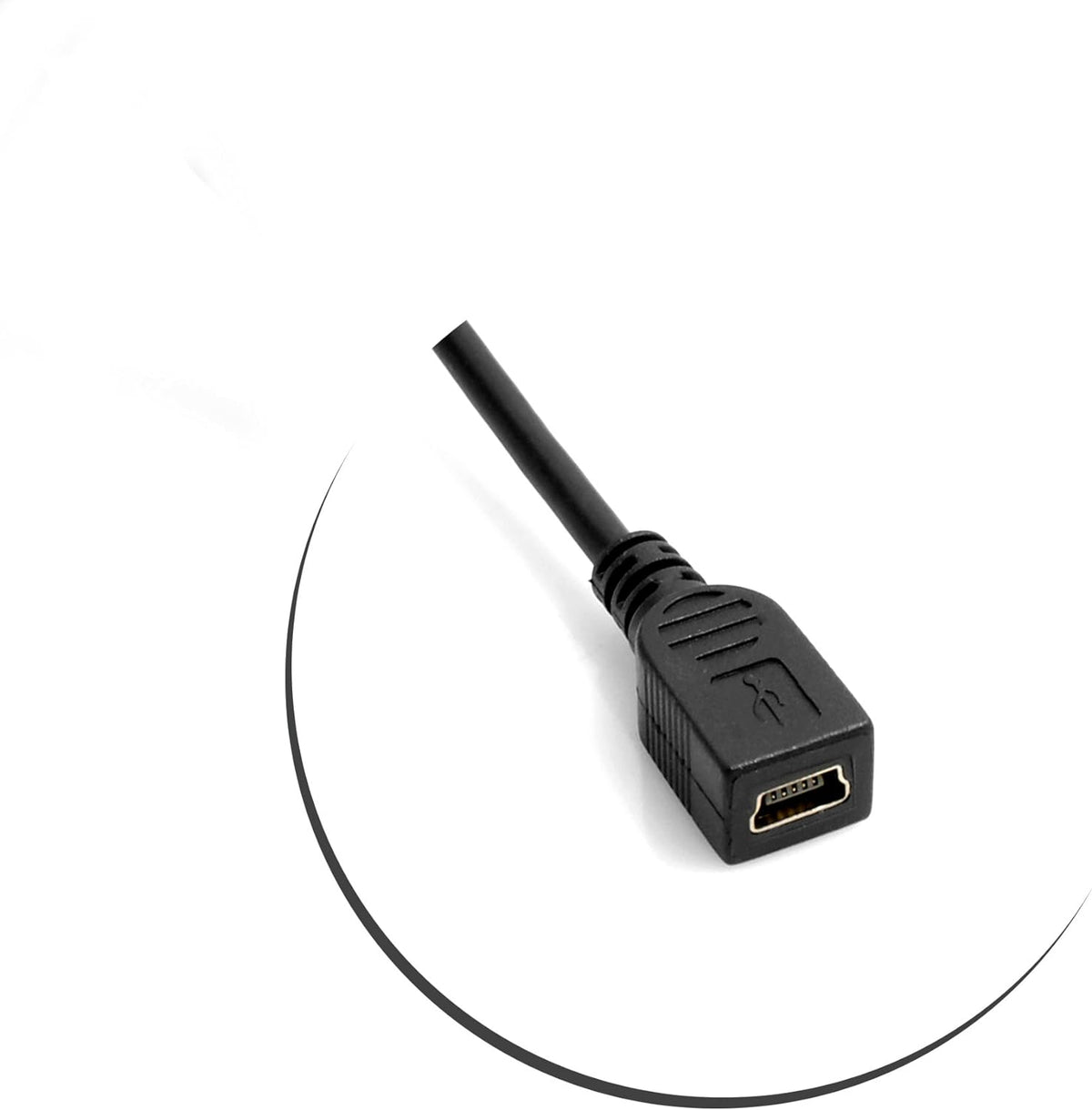 Mini USB Kabel Winkelstecker links gewinkelt auf Mini USB Buchse 25 cm | System-S