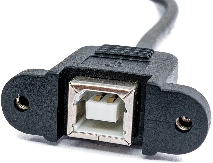 USB 2.0 Kabel 30cm Typ B Buchse zu Micro Stecker mit Schraube in Schwarz | System-S