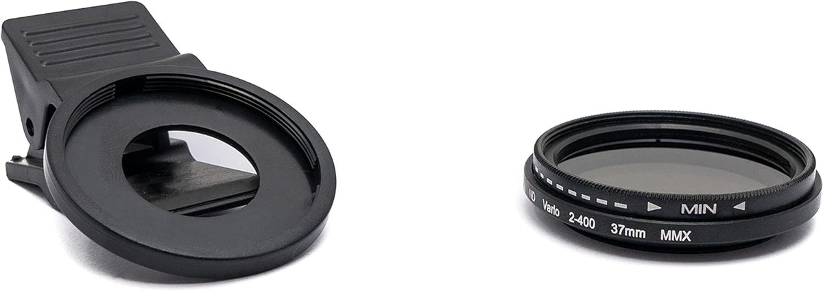 ND Vario Filter 37 mm Neutraldichtefilter Graufilter mit Clip für Smartphone | System-S