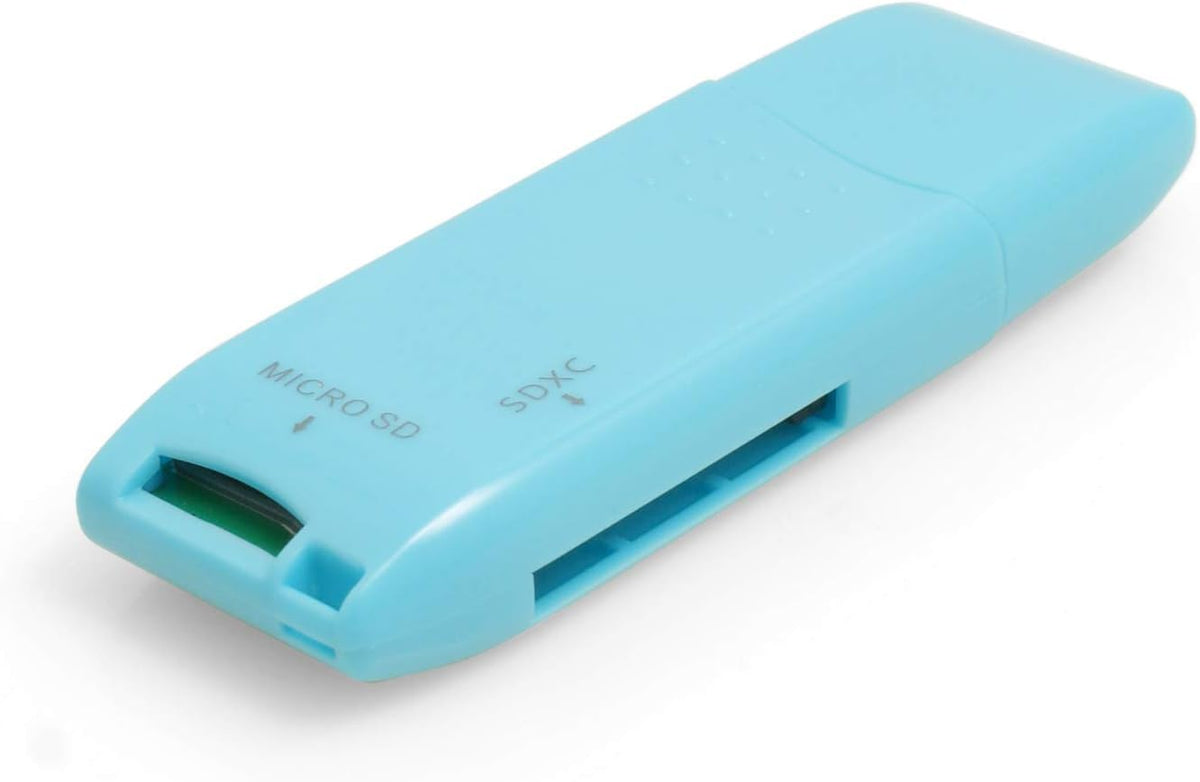 2 in 1 USB Typ A 3.0 zu Micro SD SDXC SDHC Kartenleser Adapter in blau | System-S