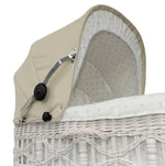 EICHHORN Weidenkorb Kinderwagen, Korb Weiß, Stoff Beige - große Liegefläche, weich gefedert, inklusive Matratze und Regenschutzbezug