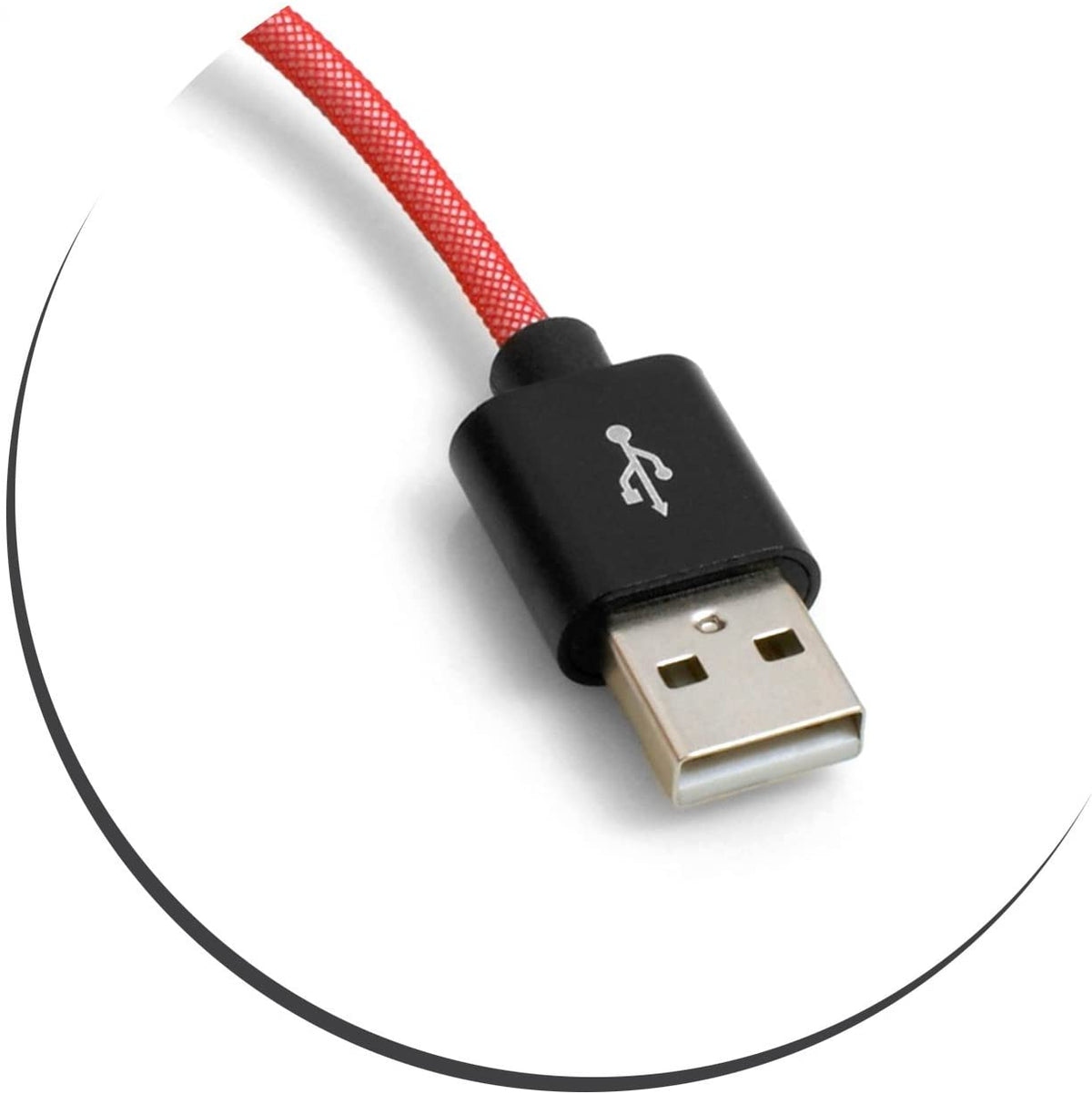 Micro USB Kabel zu USB A 2.0 Geflochtene Nylon Ummantelung Rot 25 cm | System-S