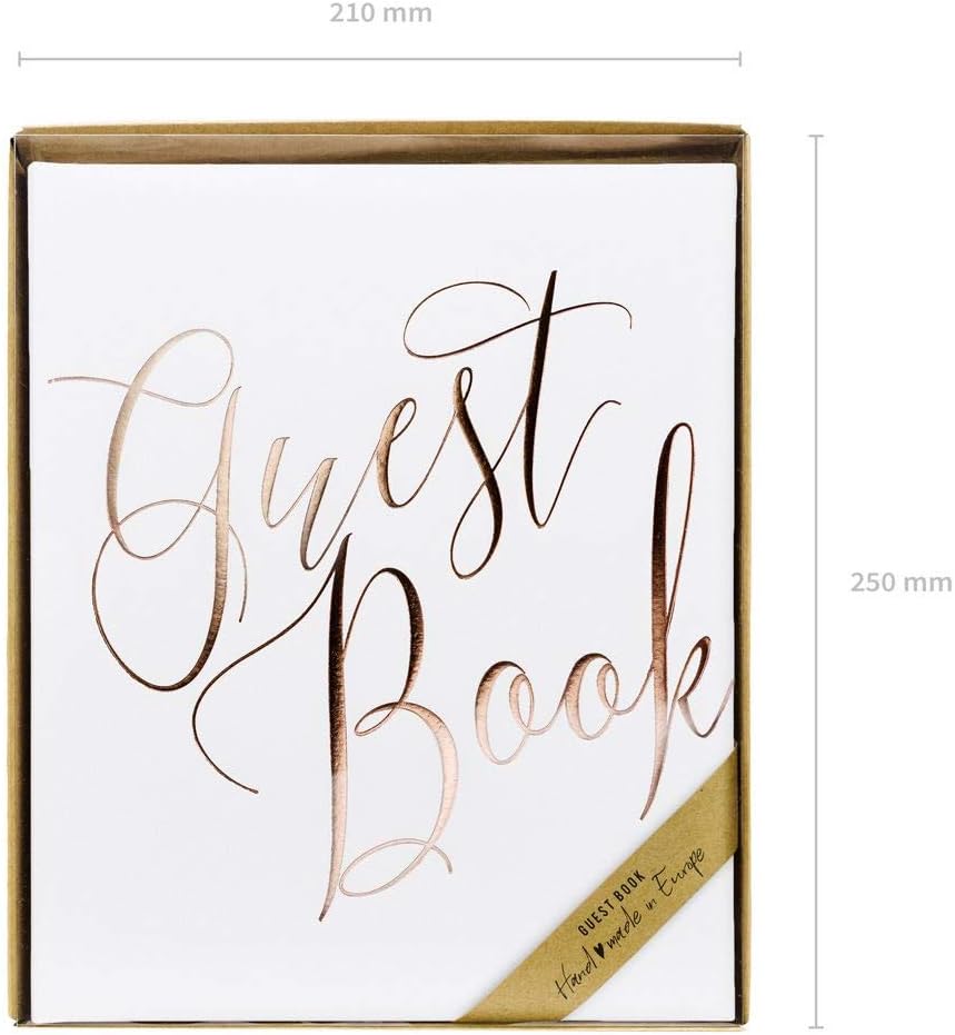 Gästebuch weiß, 22 Seiten, Gold Schrift | ca 20x24,5cm