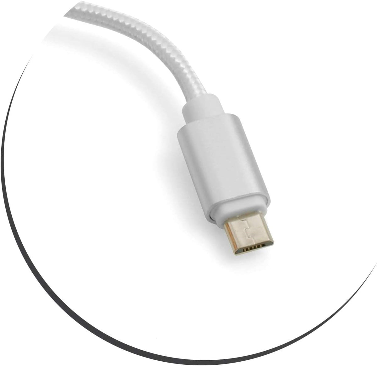 Micro USB Kabel (male) zu USB A 2.0. (male) Adapter Datenkabel Ladekabel 25cm Nylon-Geflochten in Weiß-Silber | System-S