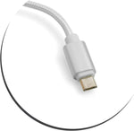 Micro USB Kabel (male) zu USB A 2.0. (male) Adapter Datenkabel Ladekabel 25cm Nylon-Geflochten in Weiß-Silber | System-S