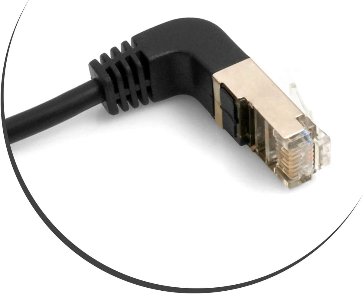 Ethernet Netzwerkabel RJ45 Aufwärtswinkel auf RJ45 Buchse Panel Mount  8P8C FTP STP UTP Cat 5e 29cm | System-S