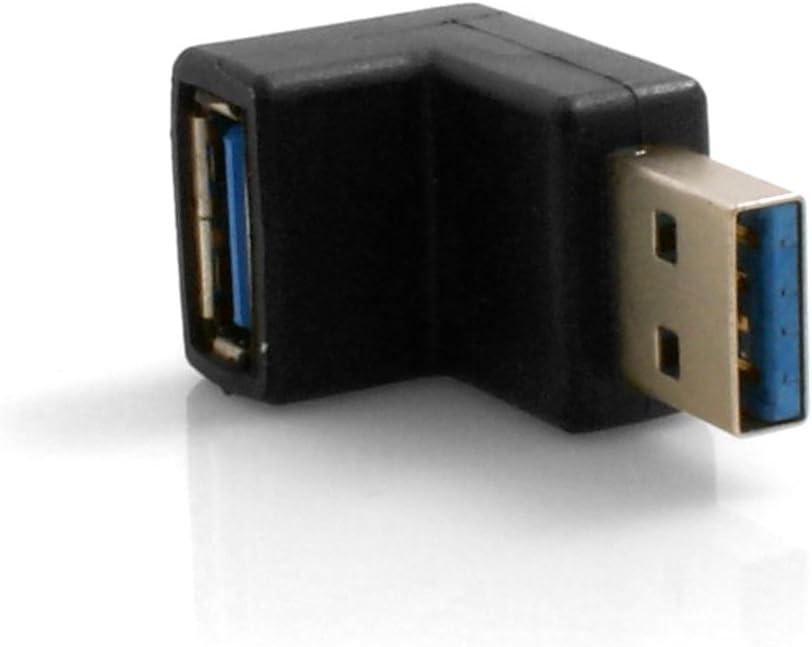 USB Typ A 3.0 Eingang (female) auf USB Typ A 3.0 Stecker (male) 90° Abwärtswinkel Links Gewinkelt Adapterkabel Adapterstecker Adapter Converter | System-S