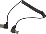 USB A Stecker 90° Grad Links Gewinkelt zu USB Typ B Stecker 90° Rechts Gewinkelt Spiralkabel Kabel 35-80 cm | System-S