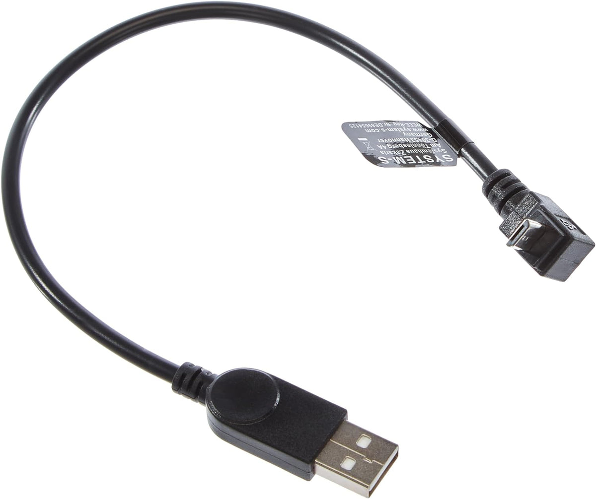 Micro USB Kabel 90° Grad abwärts gewinkelt Winkel Adapter Datenkabel Ladekabel 27 cm | System-S