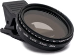ND Vario Filter 37 mm Neutraldichtefilter Graufilter mit Clip für Smartphone | System-S
