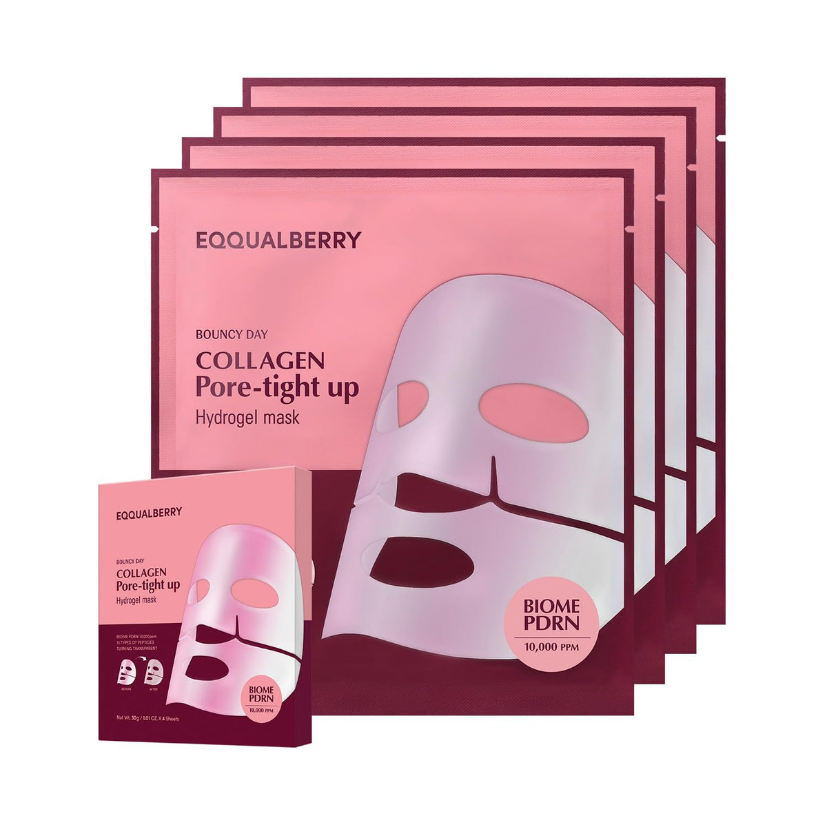 EQQUALBERRY Collagen Pore Tight Up Hydrogel Mask 4x30g