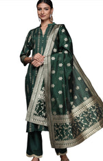 Green Floral Printed Chanderi Silk suit In Germany