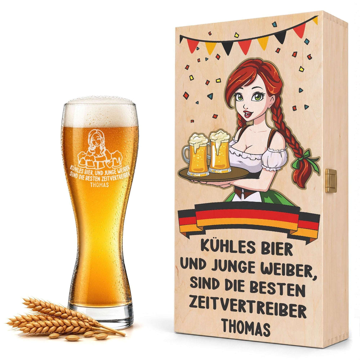 Stölzle Lausitz Weizenglas "Kühles Bier und junge Weiber" mit Namen