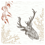 Bio-Dunisoft Holzdekor mit Reh-Motiv, 40x40 cm | Packung (60 Servietten)
