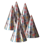 Partyhütchen | 6 Stück, 15,5 cm, Bunt, Holografisch