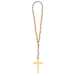 Rosenkranz Halskette mit Kreuz | Braun - Mönch Kostüm