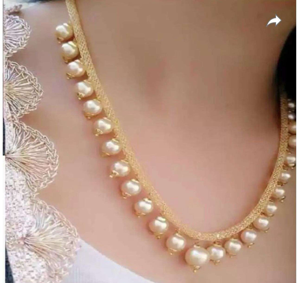 Pearl Necklace Set With Earrings