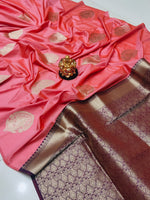 Aaradhna silk Saree with Wiving Gold Zari pink