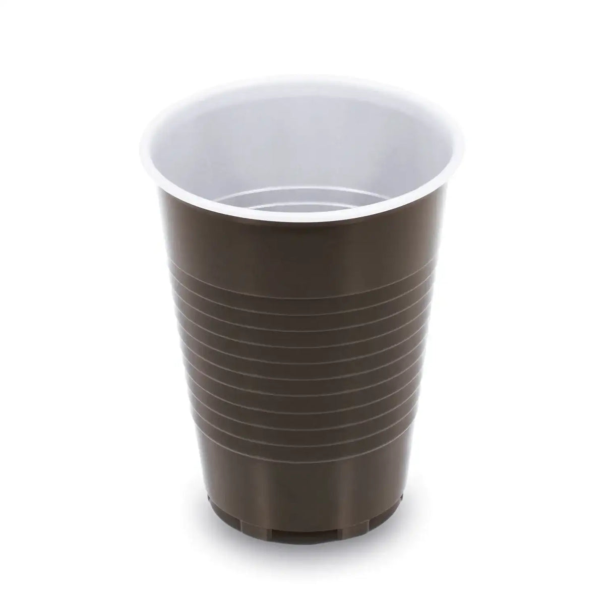 Kaffeebecher (PP) braun/weiß Ø70mm 180ml – 15 Stück