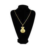 Halskette Geldsack mit Dollar Zeichen | Gold | 5,3 x 4,2 cm