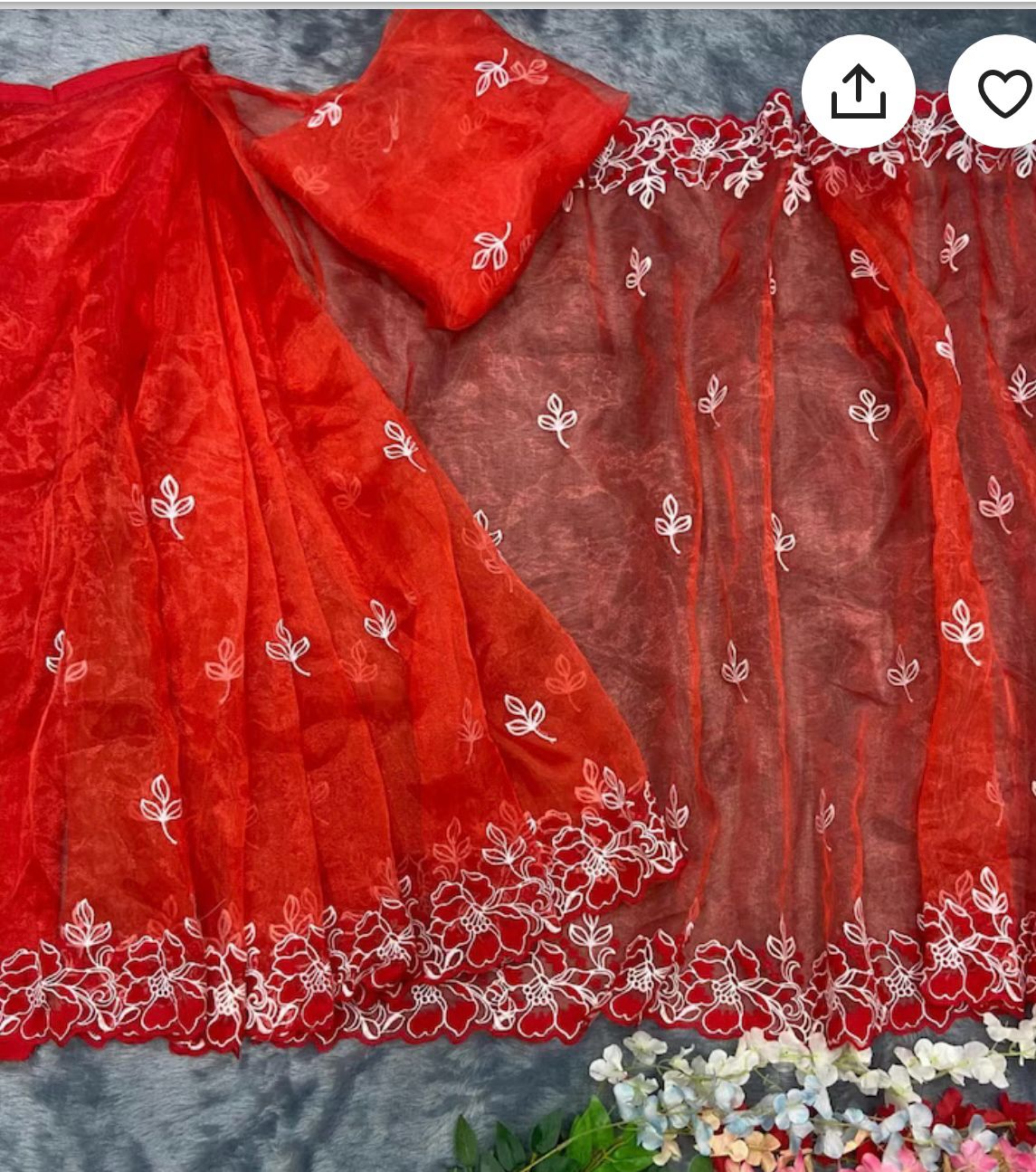 Organza Silk saree withThread Embroidery Work | Wedding Saree | for woman saree