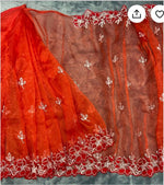Organza Silk saree withThread Embroidery Work | Wedding Saree | for woman saree