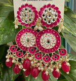 Gold-Plated Contemporary Meenakari Kundan Drop Earrings