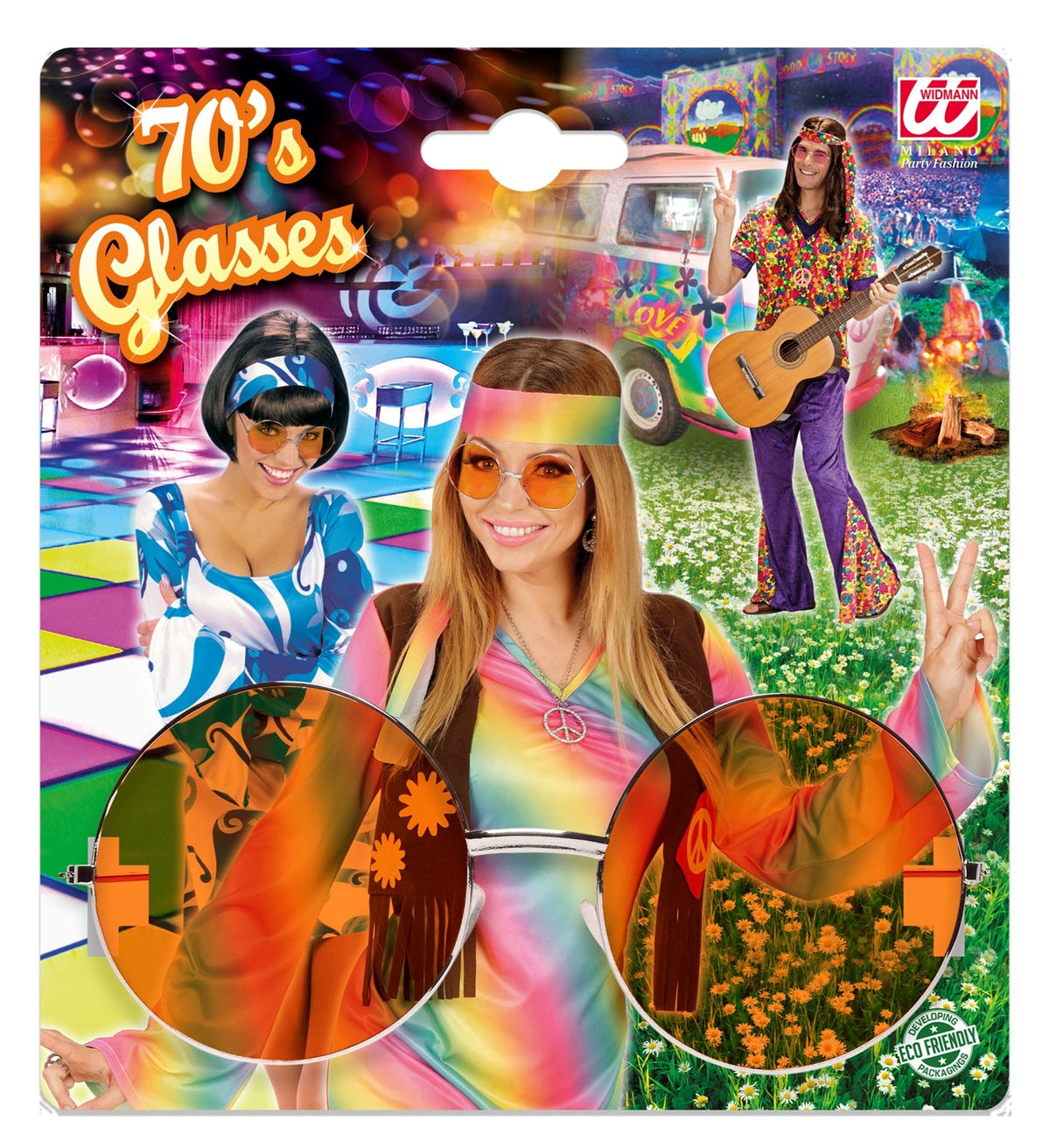 "Hippie" Partybrille XL - Rund | Orange