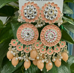 Gold-Plated Contemporary Meenakari Kundan Drop Earrings