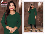 Women Bottle Green Embroidered  with Sequence Chikankari Straight Kurta Namma Markt