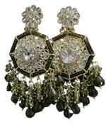 Gold Plated Kundan Pearl Chandbali Long Dangle Earrings Jewellery