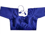 Women Navy Blue Solid Mulbury Silk Readymade Saree Blouse