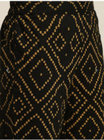Women Black & Mustard Brown Pure Cotton Floral Print High-Low Kurta with Trousers