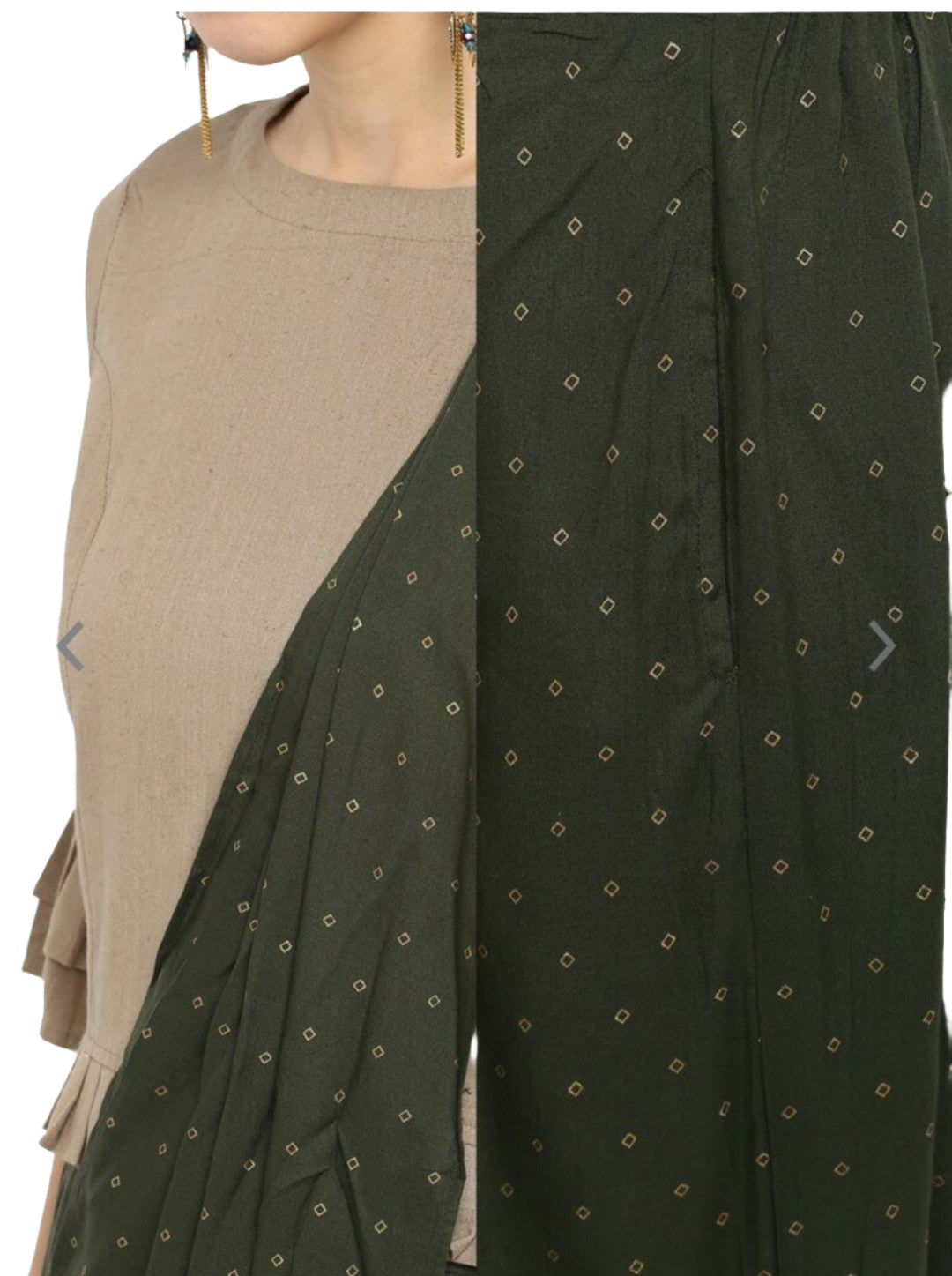 Women Beige Solid Top with Harem Pants & Dupatta