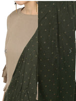 Women Beige Solid Top with Harem Pants & Dupatta
