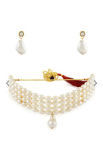 Pearls Gold Plated White Pearl Beaded Jewellery Set