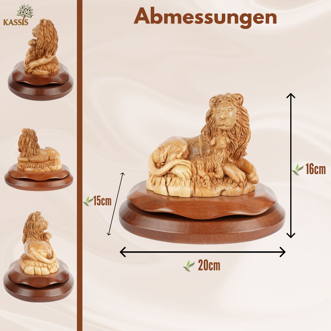 Löwe und Lamm – Symbol des Friedens aus Olivenholz (20 cm)