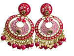 Gold Plated Pearl Kundan Beaded Chandbali Earrings for Women