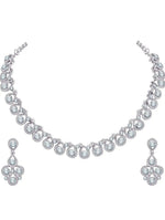 Women's Silver Plated American Diamond Necklace/Jewellery Set with Earrings