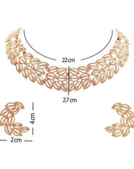 Austrian Diamond Rose Gold Choker Necklace With Earring