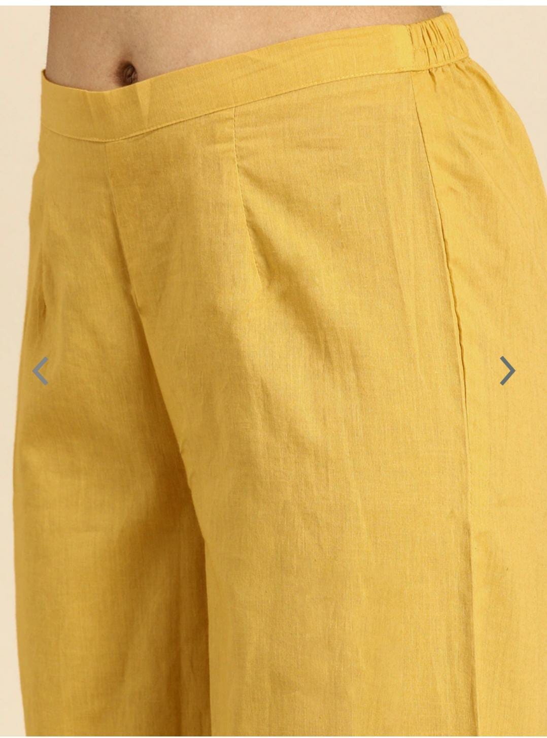 Women Yellow Ethnic Motifs Printed Pleated Pure Cotton Top with Palazzos