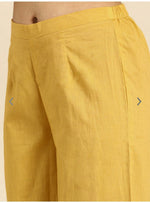 Women Yellow Ethnic Motifs Printed Pleated Pure Cotton Top with Palazzos
