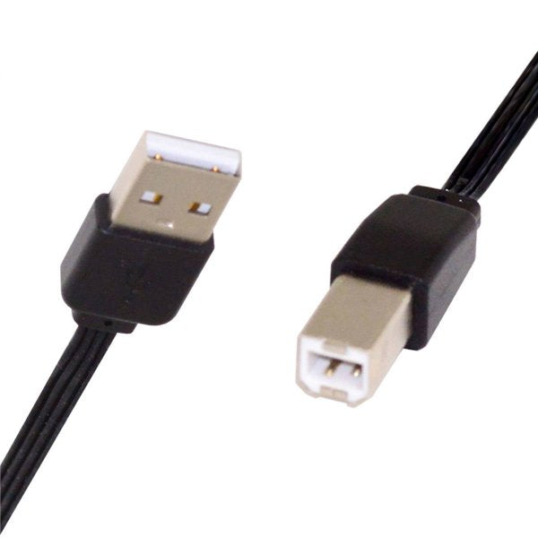 USB 2.0 Kabel 13 cm Typ B Stecker zu Typ A Stecker kurz flach in Schwarz | System-S